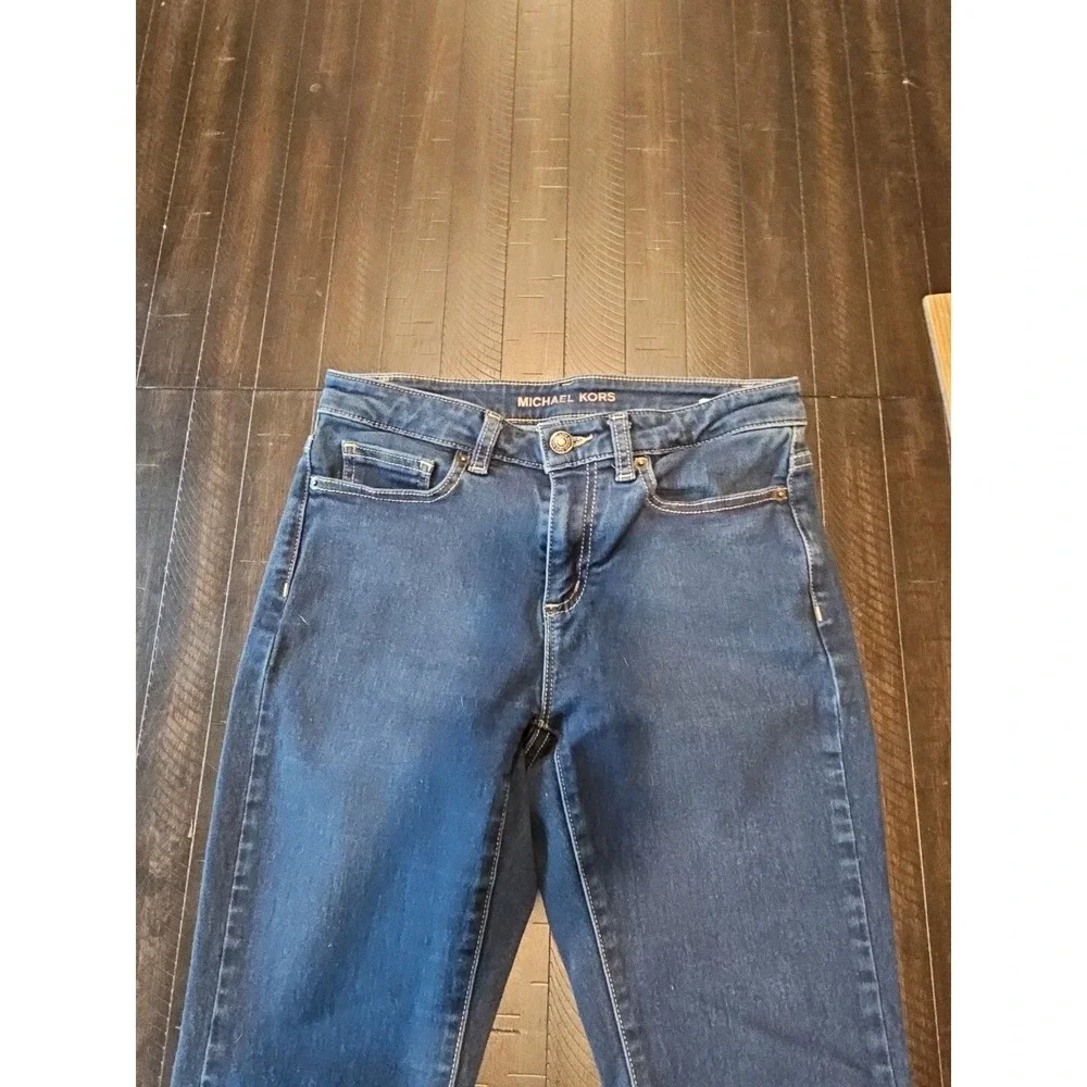 Michael Kors Women Blue Straight‎ Leg Denim Jeans Low Rise Sz Reg 4 27x29